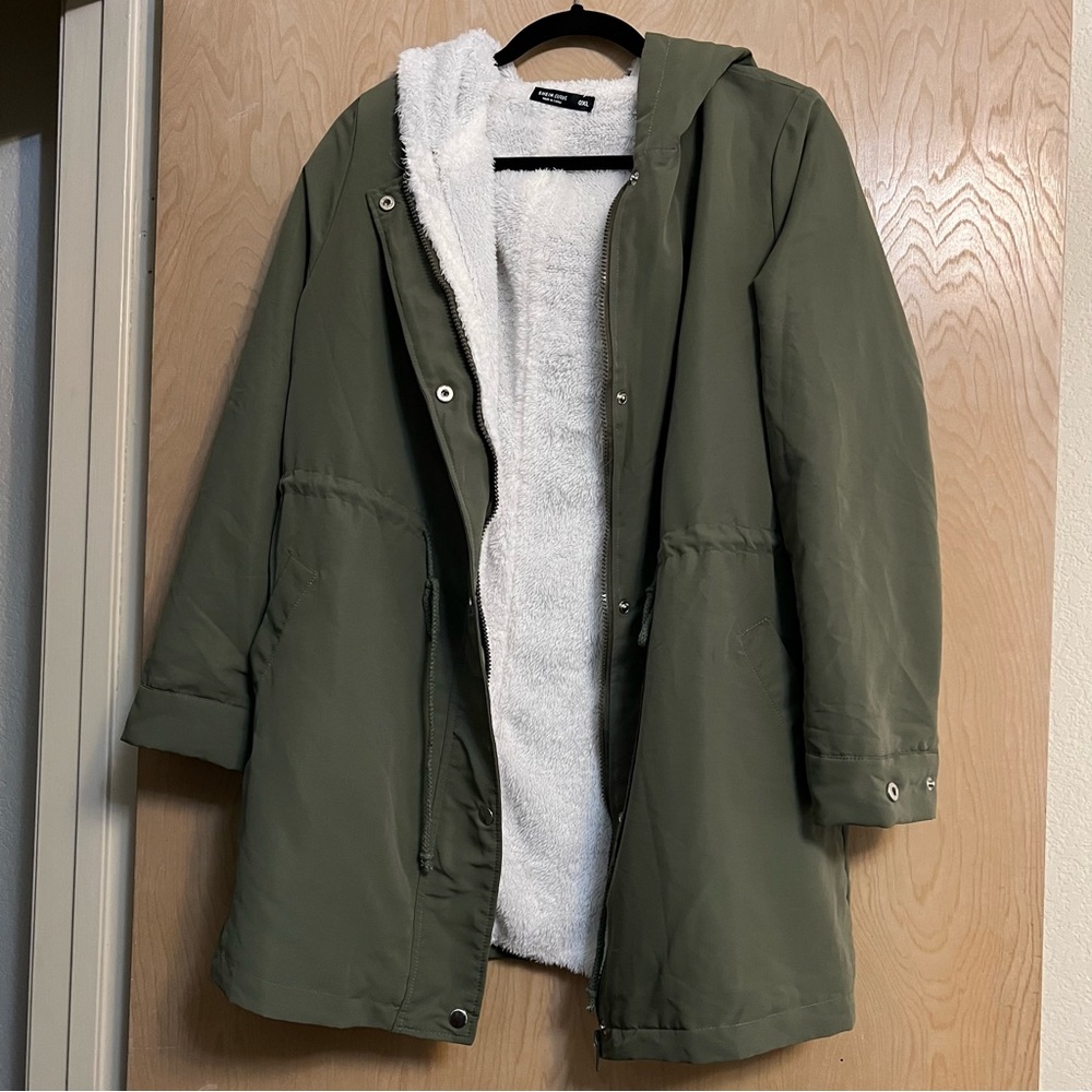 Shein Curve Drawstring Waist Lined Coat - image 3